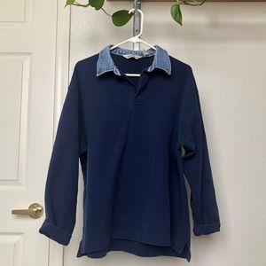 Vintage Eddie Bauer Denim Collared Sweatshirt